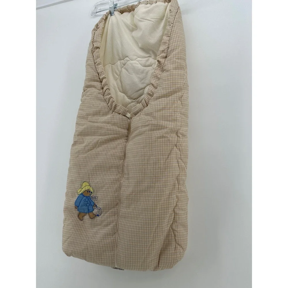 Vintage 1980 Paddington Bear Bunting Bag Quiltex Eden Toys Tan Grid Sleep Sack